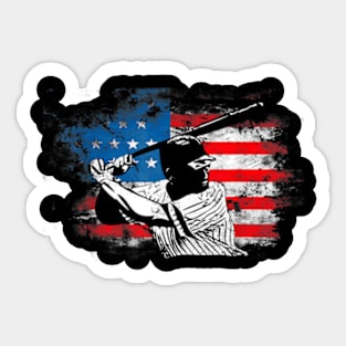 American Flag Baseball Team Patriotic USA 4th of July Sticker